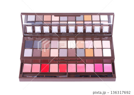 Professional make-up eyeshadows set, closeup. Isolated on transparent background Professional make-up eyeshadows set, closeup. Isolated on transparent background 136317692