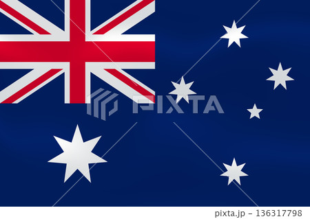 Australia flag with wavy silk effect. Vector flag symbolizing national pride, identity, heritage, patriotism and authority 136317798