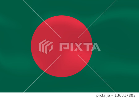 Bangladesh flag with wavy silk effect. Vector flag symbolizing national pride, identity, heritage, patriotism and authority 136317805
