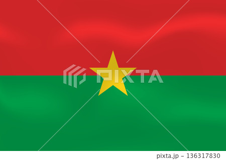 Burkina Faso flag with wavy silk effect. Vector flag symbolizing national pride, identity, heritage, patriotism and authority 136317830