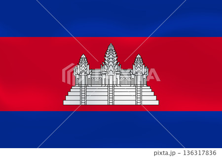 Cambodia flag with wavy silk effect. Vector flag symbolizing national pride, identity, heritage, patriotism and authority 136317836