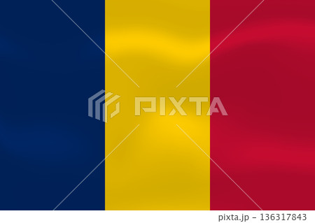 Chad flag with wavy silk effect. Vector flag symbolizing national pride, identity, heritage, patriotism and authority Chad flag with wavy silk effect. Vector flag symbolizing national pride, identity, heritage, patriotism and authority 136317843