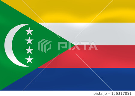 Comoros flag with wavy silk effect. Vector flag symbolizing national pride, identity, heritage, patriotism and authority Comoros flag with wavy silk effect. Vector flag symbolizing national pride, identity, heritage, patriotism and authority 136317851