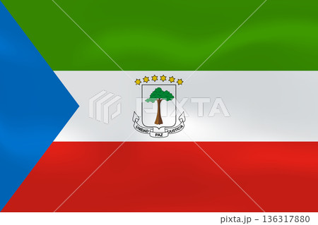 Equatorial Guinea flag with wavy silk effect. Vector flag symbolizing national pride, identity, heritage, patriotism and authority Equatorial Guinea flag with wavy silk effect. Vector flag symbolizing national pride, identity, heritage, patriotism and authority 136317880