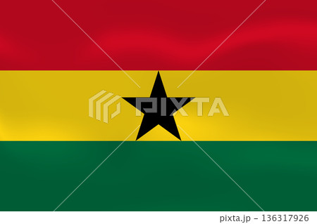 Ghana flag with wavy silk effect. Vector flag symbolizing national pride, identity, heritage, patriotism and authority 136317926