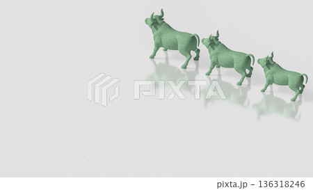 Green Bull Market Growth Concept With Increasing Size Sequence 3d render. 136318246