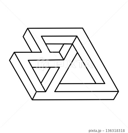 Impossible shape. Web design element. Optical Illusion object. Line design. Geometric figures.  136318318