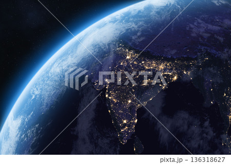 Earth at night. Asia. Eastern hemisphere. 136318627