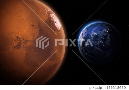 Earth and Mars planets. Earth and Mars planets. 136318630