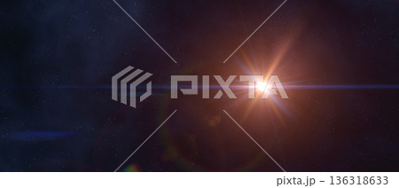 Sun in outer space. Sun flare. .Space background. Sun in outer space. Sun flare. .Space background. 136318633
