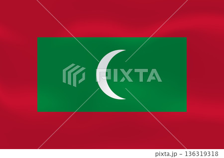 Maldives flag with wavy silk effect. Vector flag symbolizing national pride, identity, heritage, patriotism and authority 136319318