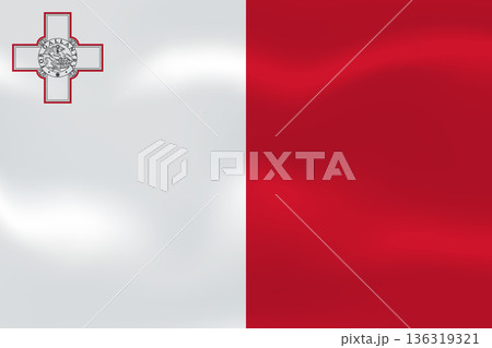 Malta flag with wavy silk effect. Vector flag symbolizing national pride, identity, heritage, patriotism and authority 136319321