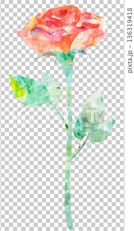 Watercolor collage style red rose Watercolor collage style red rose 136319418