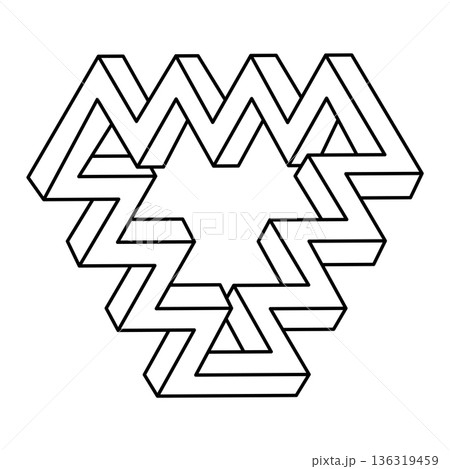 Geometric figures. Impossible shape. Web design element. Optical illusion object. Escher style. Line design. Op art. Sacred geometry shapes.  136319459