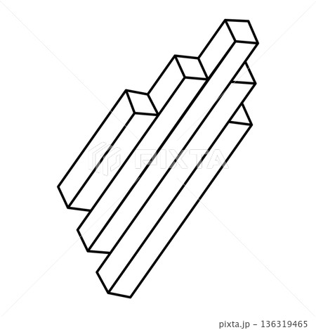 Impossible shapes. Unreal geometry figure. Web design element. Optical illusion object. Line design. Geometric figures. Op art.  136319465