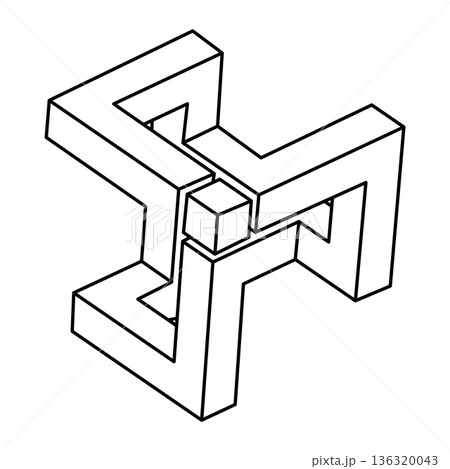 Impossible optical illusion shape. Optical art...のイラスト素材 [136320043 ...