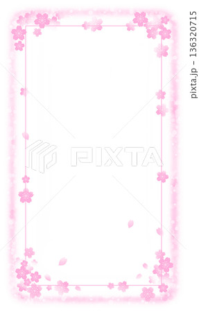 桜が散りばめられた四角いフレーム 桜が散りばめられた四角いフレーム 136320715