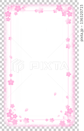 桜が散りばめられた四角いフレーム 桜が散りばめられた四角いフレーム 136320715