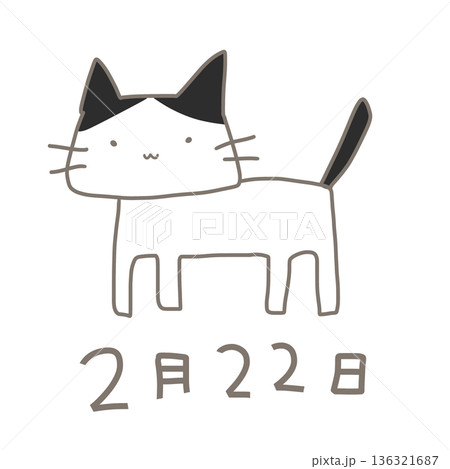 富士額の猫の落描き風イラスト 富士額の猫の落描き風イラスト 136321687