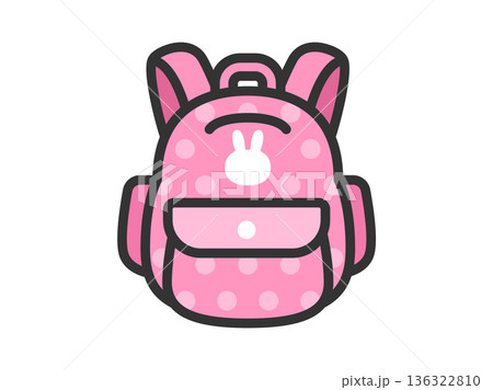 うさぎデザインのリュックサックのアイコン（線画カラー）のイラスト 136322810