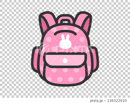 うさぎデザインのリュックサックのアイコン（線画カラー）のイラスト 136322810
