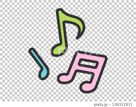 音符のアイコン（線画カラー）のイラスト 136322811