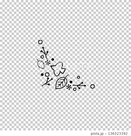 Hand-drawn bird and leaf corner decoration material Hand-drawn bird and leaf corner decoration material 136323392