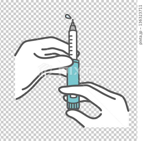 インスリン注射の「空打ち（空気抜き）」のイラスト 136323711