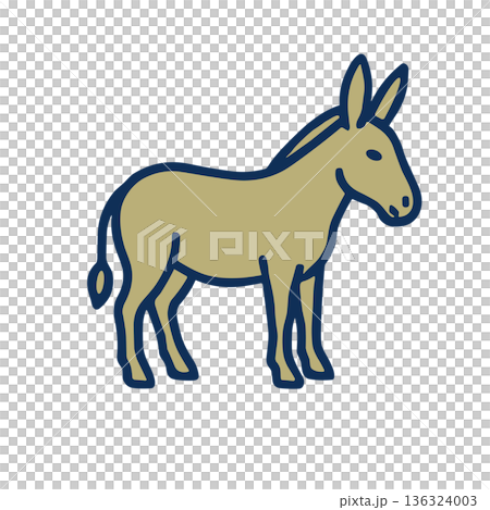 Cute donkey and pony livestock flat icon illustration material 136324003