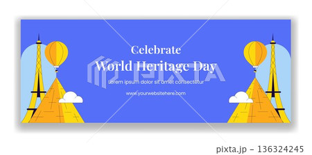 Social Media Cover World Heritage Day Flat Cartoon Hand Drawn Illustration Design 136324245