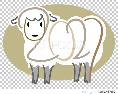 2027-こちらを向く羊 136324763