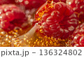 Golden honey dripping onto fresh raspberries, natural sweetness and healthy food macro concept 136324802