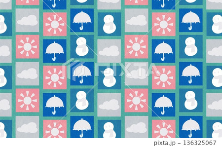 お天気マークのブロックのパターン(グリーン) お天気マークのブロックのパターン(グリーン) 136325067