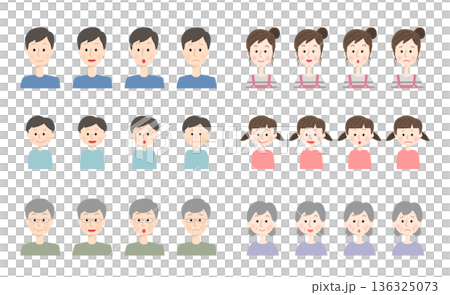 家庭臉部表情插畫集 家庭臉部表情插畫集 136325073
