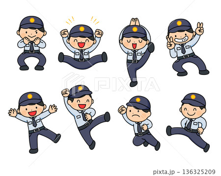 男性警備員のイラストセット 男性警備員のイラストセット 136325209
