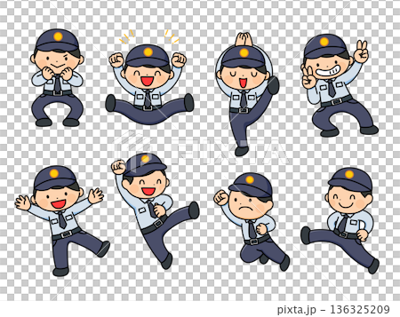 男性警備員のイラストセット 男性警備員のイラストセット 136325209
