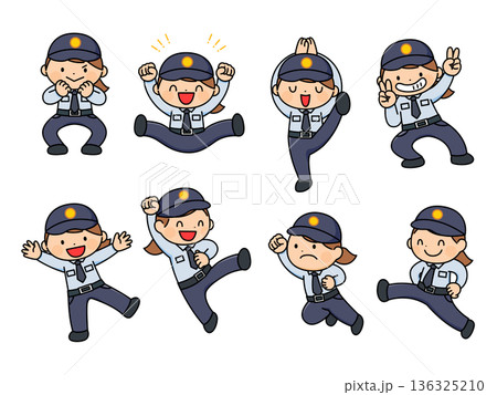 女性警備員のイラストセット 136325210