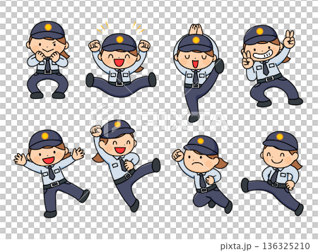 女性警備員のイラストセット 136325210