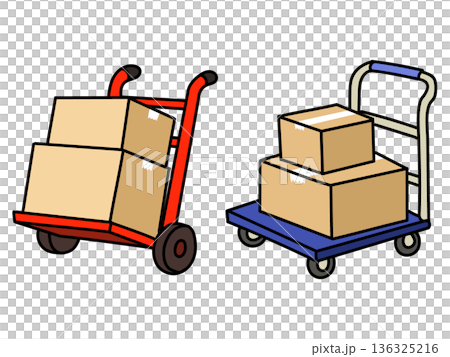 Two patterns of transporting cardboard boxes on a cart Two patterns of transporting cardboard boxes on a cart 136325216