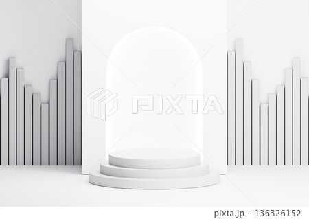 White arch gate for elegant product presentation White arch gate for elegant product presentation 136326152