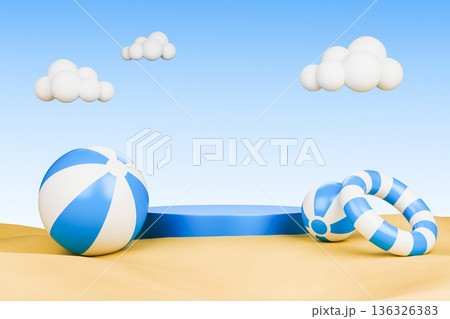 Beach balls on sand for summer vacation travel Beach balls on sand for summer vacation travel 136326383