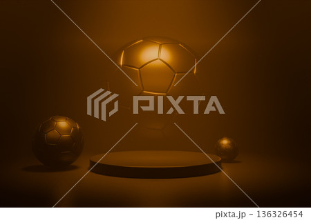 Dark orange podium for dramatic product exhibition 136326454