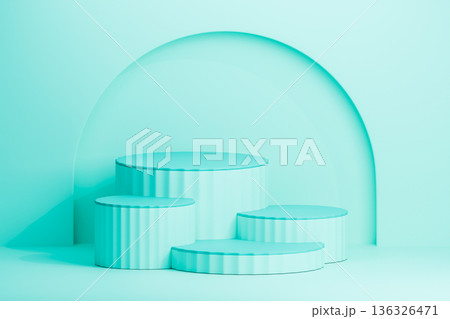 Mint blue podium with stairs for multi level display Mint blue podium with stairs for multi level display 136326471