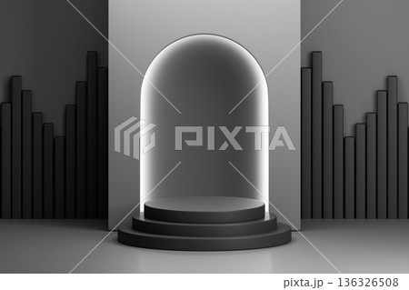 Black arch frame for luxury product display stage Black arch frame for luxury product display stage 136326508
