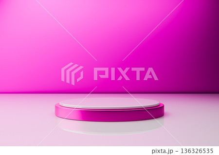 Magenta platform for high fashion product showcase 136326535