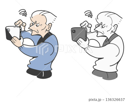 デジタル機器を操作する高齢者のイラスト 136326637