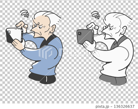 デジタル機器を操作する高齢者のイラスト 136326637