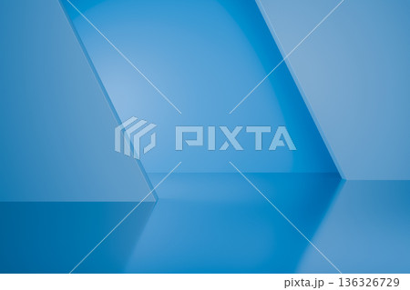 Blue podium with diagonal shadow on blue background 3d Blue podium with diagonal shadow on blue background 3d 136326729