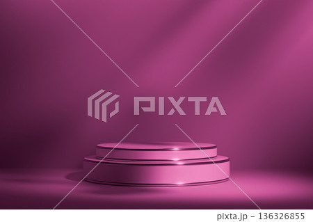 Dark purple podium with a textured wall for luxury display 3d 136326855