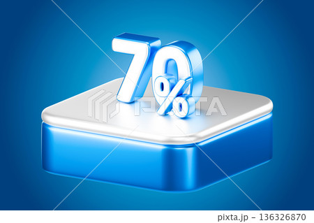 Blue 70 percentage sign on a white podium 3d 136326870